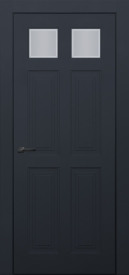 Межкомнатная дверь ПО EMMA 4/1 в цвете Антрацит со стеклом Сатинат Белый