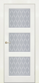 Межкомнатная дверь ПО EMMA 9 двустворчатая в цвете Белоснежный со стеклом Сатинат Белый