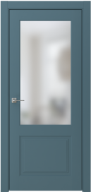 Межкомнатная дверь ПО EMMA 10 двустворчатая в цвете Ягодно Синий со стеклом Сатинат Белый