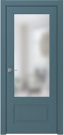 Межкомнатная дверь ПО EMMA 11 двустворчатая в цвете Ягодно Синий со стеклом Сатинат Белый