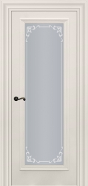 Межкомнатная дверь ПО KATALINA 1  в цвете Антично-Белый со стеклом Сатинат Белый