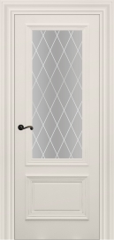 Межкомнатная дверь ПО KATALINA 2  в цвете Антично-Белый со стеклом Сатинат Белый