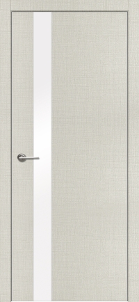 Межкомнатная дверь ПО Титаниум 5 в цвете Айвори Софт со стеклом AGS белое матовое