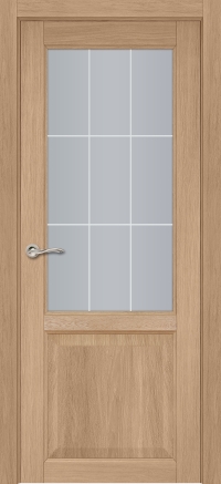 Межкомнатная дверь ПО Elegance 2 в цвете Дуб Скальный. со стеклом Сатинат Белый Алмазная Гравировка "Решетка"