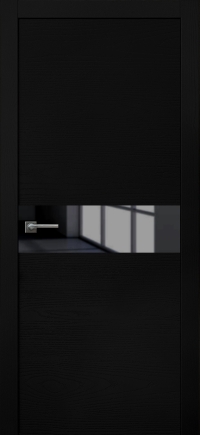 Межкомнатная дверь Loft 1 в цвете Ясень Чёрный Агат со стеклом Стекло Черное AGS
