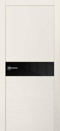 Межкомнатная дверь Loft 1 в цвете Ясень Кремово-белый со стеклом Стекло Черное AGS