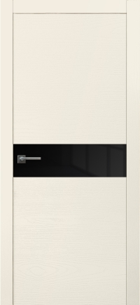 Межкомнатная дверь Loft 1 в цвете Ясень Жемчужно-белый со стеклом Стекло Черное AGS