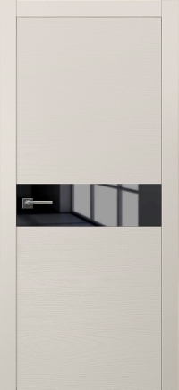 Межкомнатная дверь Loft 1 в цвете Ясень Антично-белый со стеклом Стекло Черное AGS
