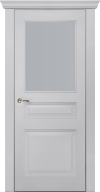 Межкомнатная дверь ПО Rimini 3 в цвете Телегрей со стеклом Сатинат Белый