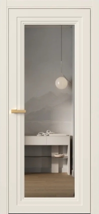 Межкомнатная Дверь ПО Erte 1 в цвете Кремово-белый со стеклом НОВЫЙ Зеркало Графит