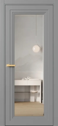 Межкомнатная Дверь ПО Erte 2 Rustica в цвете Пыльно-серый (RAL 7037) со стеклом НОВЫЙ Зеркало Безцветный