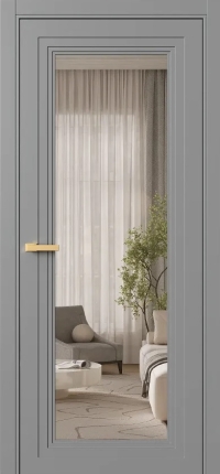 Межкомнатная Дверь ПО Erte 2 Rustica в цвете Пыльно-серый (RAL 7037) со стеклом НОВЫЙ Бронза Прозрачный