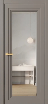 Межкомнатная Дверь ПО Erte 2 Rustica в цвете Умбра (NCS S 6005-Y50R) со стеклом НОВЫЙ Зеркало Безцветный