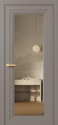 Межкомнатная Дверь ПО Erte 2 Rustica в цвете Умбра (NCS S 6005-Y50R) со стеклом НОВЫЙ Зеркало Бронза