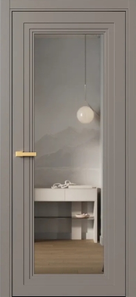 Межкомнатная Дверь ПО Erte 1 в цвете Умбра (NCS S 6005-Y50R) со стеклом НОВЫЙ Зеркало Графит