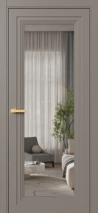 Межкомнатная Дверь ПО Erte 1 в цвете Умбра (NCS S 6005-Y50R) со стеклом НОВЫЙ Грей Прозрачный