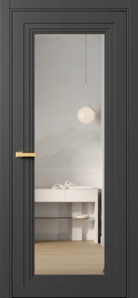 Межкомнатная Дверь ПО Erte 2 Rustica в цвете Базальт (NCS S 8000-N) со стеклом НОВЫЙ Зеркало Безцветный