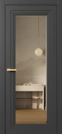 Межкомнатная Дверь ПО Erte 2 Rustica в цвете Базальт (NCS S 8000-N) со стеклом НОВЫЙ Зеркало Бронза