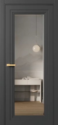 Межкомнатная Дверь ПО Erte 1 в цвете Базальт (NCS S 8000-N) со стеклом НОВЫЙ Зеркало Графит