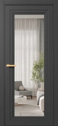 Межкомнатная Дверь ПО Erte 2 Rustica в цвете Базальт (NCS S 8000-N) со стеклом НОВЫЙ Оптивайт Прозрачный