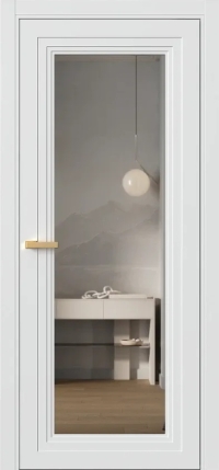 Межкомнатная Дверь ПО Erte 1 в цвете Скандинавский серый (NCS S 1000-N) со стеклом НОВЫЙ Зеркало Графит