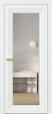 Межкомнатная Дверь ПО Erte 2 Rustica в цвете белоснежный со стеклом НОВЫЙ Зеркало Безцветный