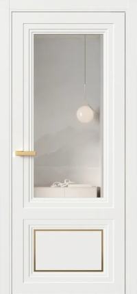 Межкомнатная Дверь ПО Erte 2 Rustica Декор золото в цвете Бланж (RAL 9010) со стеклом НОВЫЙ Зеркало Безцветный