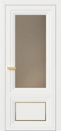 Межкомнатная Дверь ПО Erte 2 Rustica Декор золото в цвете Бланж (RAL 9010) со стеклом НОВЫЙ Зеркало Бронза Матовый