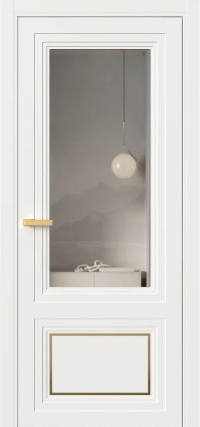Межкомнатная Дверь ПО Erte 2 Rustica Декор золото в цвете Бланж (RAL 9010) со стеклом НОВЫЙ Зеркало Графит