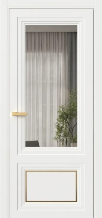 Межкомнатная Дверь ПО Erte 2 Rustica Декор золото в цвете Бланж (RAL 9010) со стеклом НОВЫЙ Грей Прозрачный