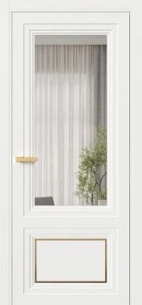 Межкомнатная Дверь ПО Erte 2 Rustica Декор золото в цвете Бланж (RAL 9010) со стеклом НОВЫЙ Оптивайт Прозрачный