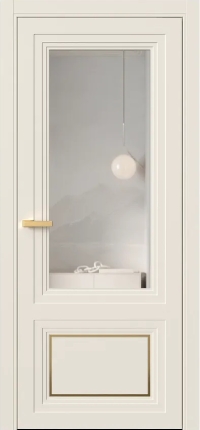 Межкомнатная Дверь ПО Erte 2 Rustica Декор золото в цвете Кремово-белый со стеклом НОВЫЙ Зеркало Безцветный