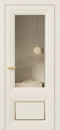 Межкомнатная Дверь ПО Erte 2 Rustica Декор золото в цвете Кремово-белый со стеклом НОВЫЙ Зеркало Бронза