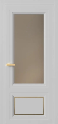 Межкомнатная Дверь ПО Erte 2 Rustica Декор золото в цвете Телегрей (RAL 7047) со стеклом НОВЫЙ Зеркало Бронза Матовый