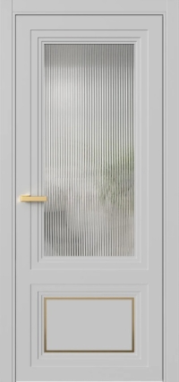 Межкомнатная Дверь ПО Erte 2 Rustica Декор золото в цвете Телегрей (RAL 7047) со стеклом НОВЫЙ Moru Оптивайт Прозрачный