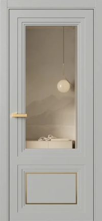 Межкомнатная Дверь ПО Erte 2 Rustica Декор золото в цвете Серый шёлк (RAL 7044) со стеклом НОВЫЙ Зеркало Бронза