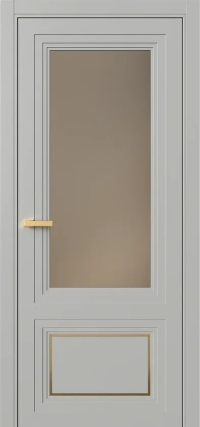 Межкомнатная Дверь ПО Erte 2 Rustica Декор золото в цвете Серый шёлк (RAL 7044) со стеклом НОВЫЙ Зеркало Бронза Матовый