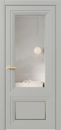 Межкомнатная Дверь ПО Erte 2 Rustica Декор золото в цвете Серый шёлк (RAL 7044) со стеклом НОВЫЙ Зеркало Оптивайт