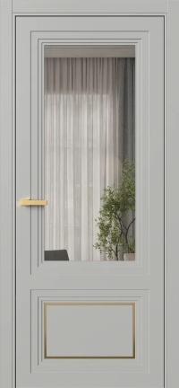 Межкомнатная Дверь ПО Erte 2 Rustica Декор золото в цвете Серый шёлк (RAL 7044) со стеклом НОВЫЙ Грей Прозрачный