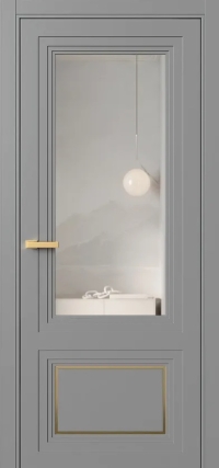 Межкомнатная Дверь ПО Erte 2 Rustica Декор золото в цвете Пыльно-серый (RAL 7037) со стеклом НОВЫЙ Зеркало Безцветный