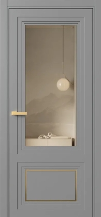 Межкомнатная Дверь ПО Erte 2 Rustica Декор золото в цвете Пыльно-серый (RAL 7037) со стеклом НОВЫЙ Зеркало Бронза