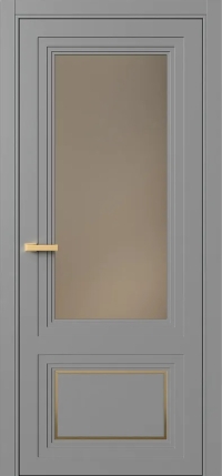 Межкомнатная Дверь ПО Erte 2 Rustica Декор золото в цвете Пыльно-серый (RAL 7037) со стеклом НОВЫЙ Зеркало Бронза Матовый