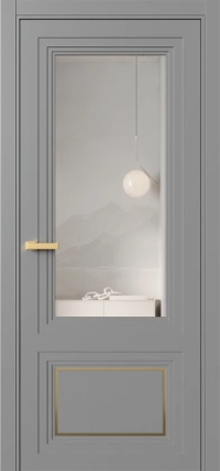 Межкомнатная Дверь ПО Erte 2 Rustica Декор золото в цвете Пыльно-серый (RAL 7037) со стеклом НОВЫЙ Зеркало Оптивайт
