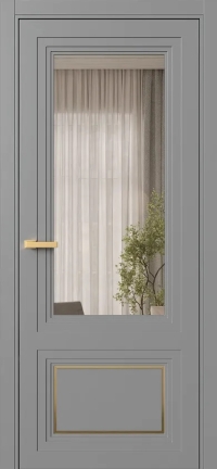 Межкомнатная Дверь ПО Erte 2 Rustica Декор золото в цвете Пыльно-серый (RAL 7037) со стеклом НОВЫЙ Бронза Прозрачный