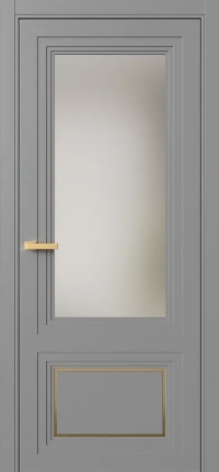 Межкомнатная Дверь ПО Erte 2 Rustica Декор золото в цвете Пыльно-серый (RAL 7037) со стеклом НОВЫЙ Сатинат