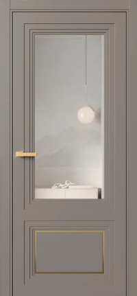 Межкомнатная Дверь ПО Erte 2 Rustica Декор золото в цвете Умбра (NCS S 6005-Y50R) со стеклом НОВЫЙ Зеркало Безцветный