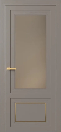 Межкомнатная Дверь ПО Erte 2 Rustica Декор золото в цвете Умбра (NCS S 6005-Y50R) со стеклом НОВЫЙ Зеркало Бронза Матовый