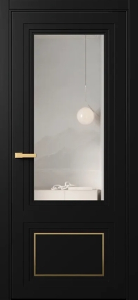 Межкомнатная Дверь ПО Erte 2 Rustica Декор золото в цвете Чёрный агат  со стеклом НОВЫЙ Зеркало Безцветный