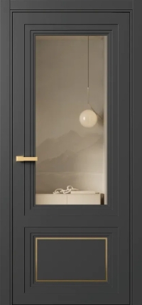 Межкомнатная Дверь ПО Erte 2 Rustica Декор золото в цвете Базальт (NCS S 8000-N) со стеклом НОВЫЙ Зеркало Бронза