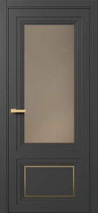 Межкомнатная Дверь ПО Erte 2 Rustica Декор золото в цвете Базальт (NCS S 8000-N) со стеклом НОВЫЙ Зеркало Бронза Матовый